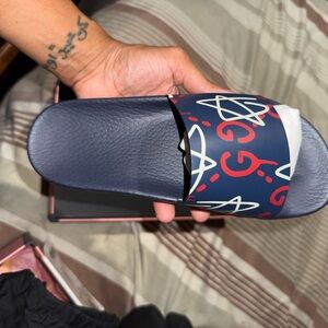 Gucci Blue and Red womens Slide Sandals